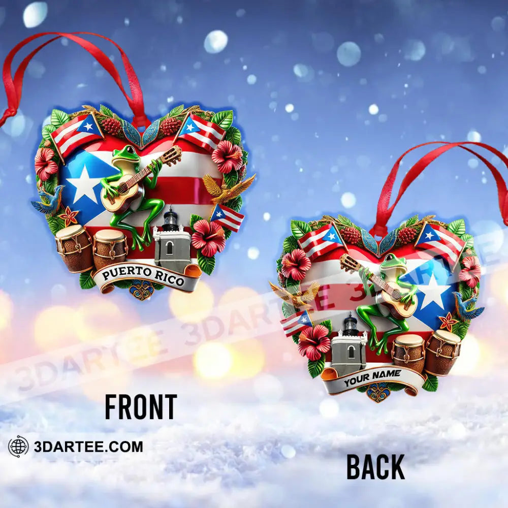 Custom Name Puerto Rico Ornament Christmas Gift For Lover