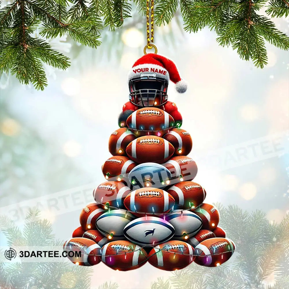 Custom Name Rugby Football Ornament Lover Christmas Gift 3.54’’ / 1