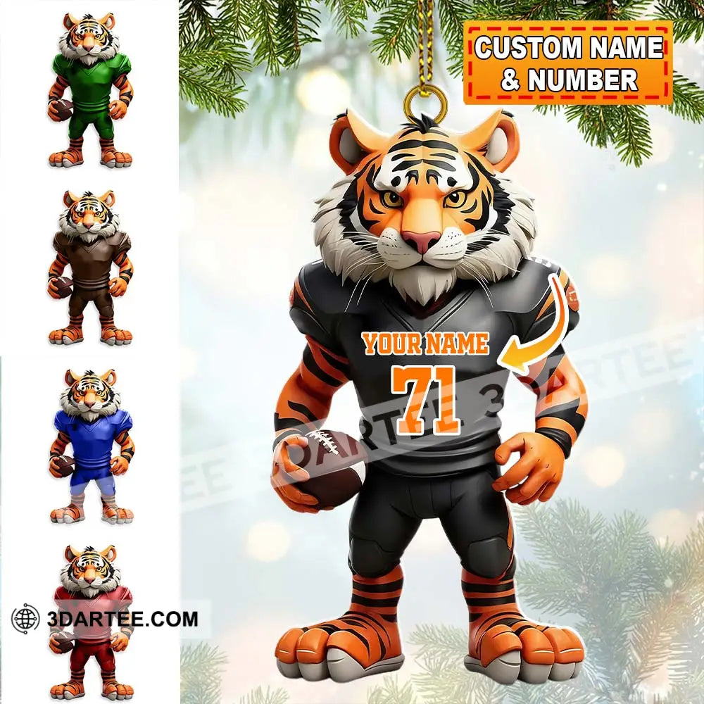 Custom Name Rugby Football Tiger Ornament Lover Christmas Gift