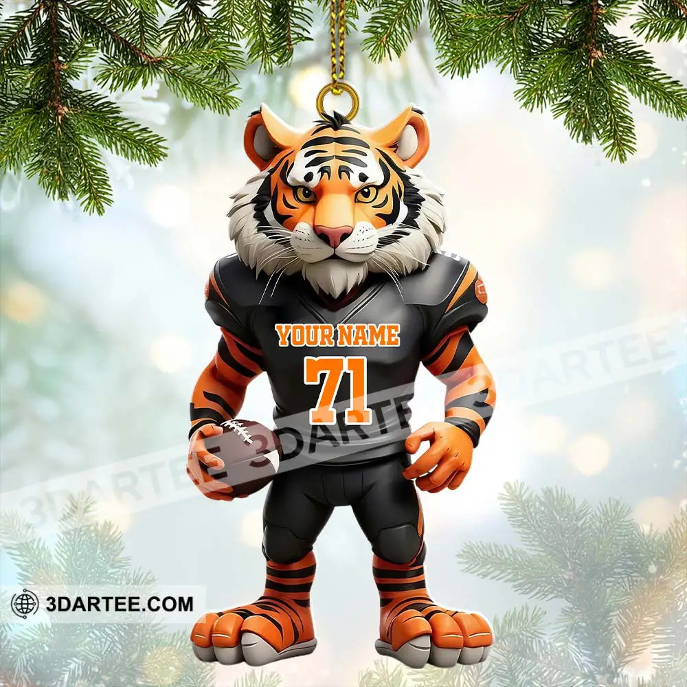 Custom Name Rugby Football Tiger Ornament Lover Christmas Gift 3.54’’ / 1