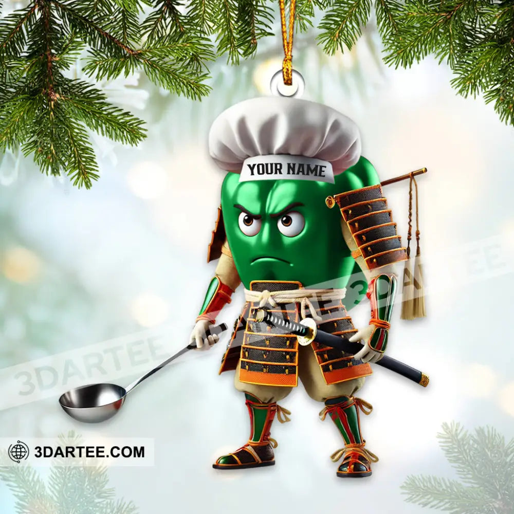 Custom Name Samurai Chef Ornament Christmas Gift 3.54’’ / 1