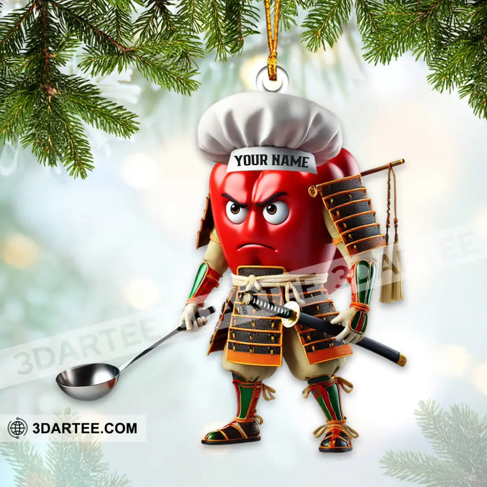 Custom Name Samurai Chef Ornament Christmas Gift