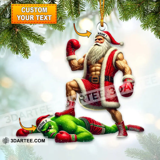 Custom Name Santa And Grinch Boxing Ornament Christmas Decoration