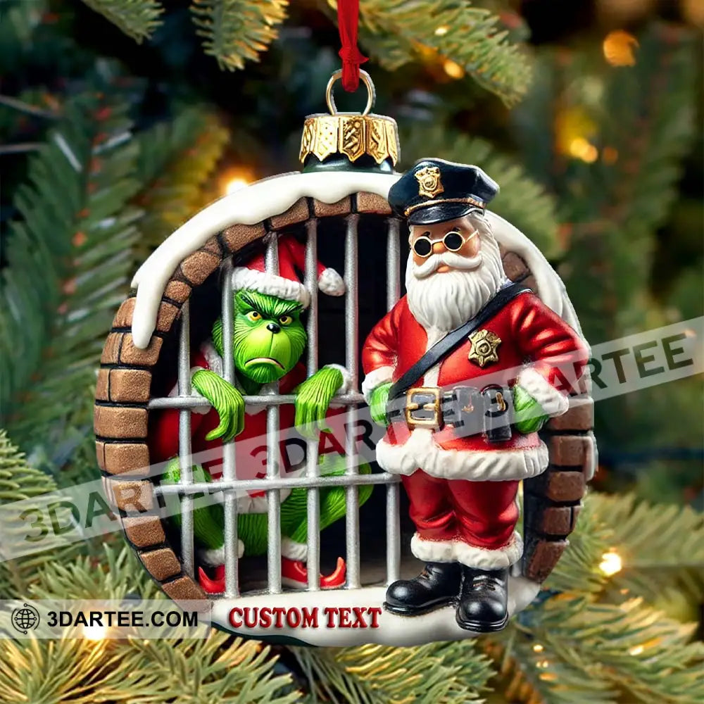 Custom Name Santa And Grinch Ornament Christmas Gift Decoration