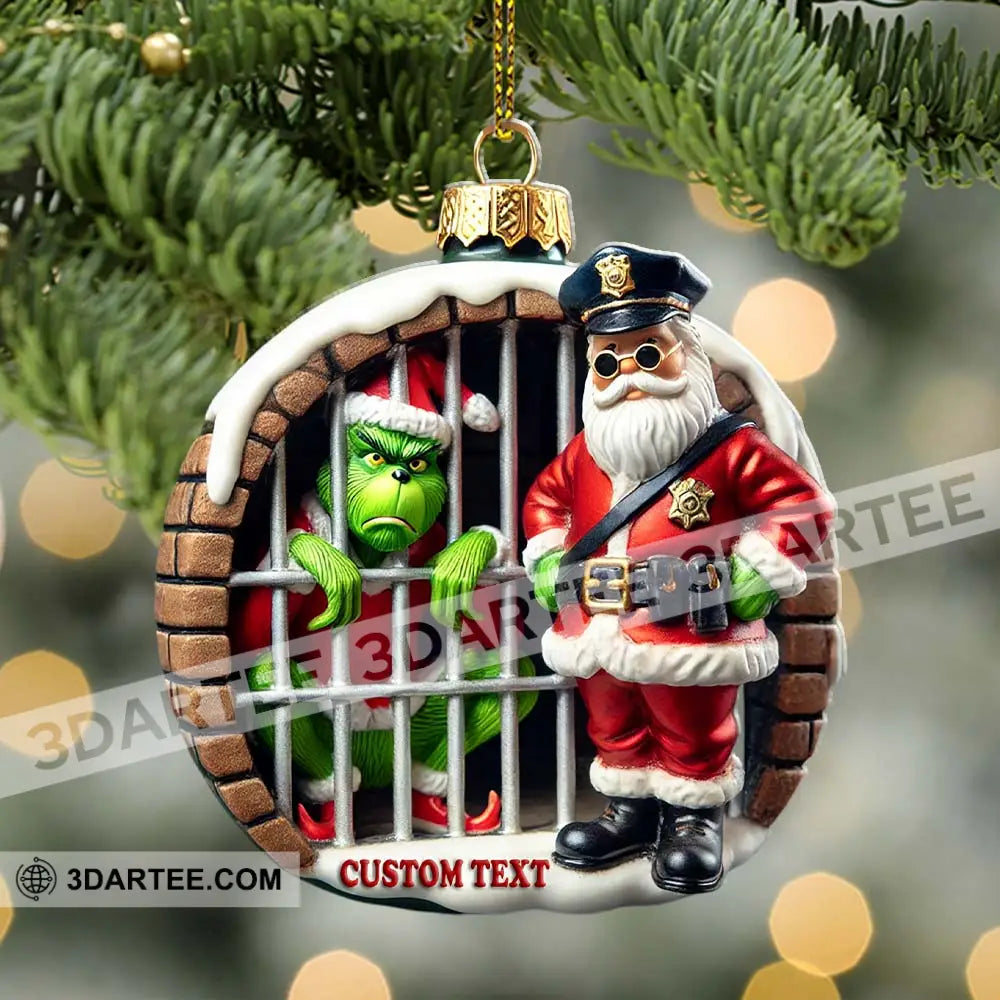 Custom Name Santa And Grinch Ornament Christmas Gift Decoration