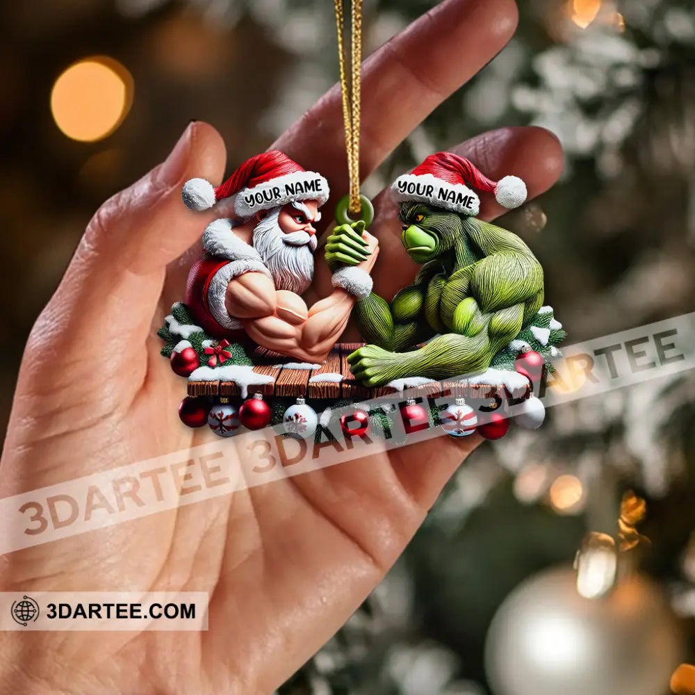 Custom Name Santa And Stink Ornament Christmas Gift