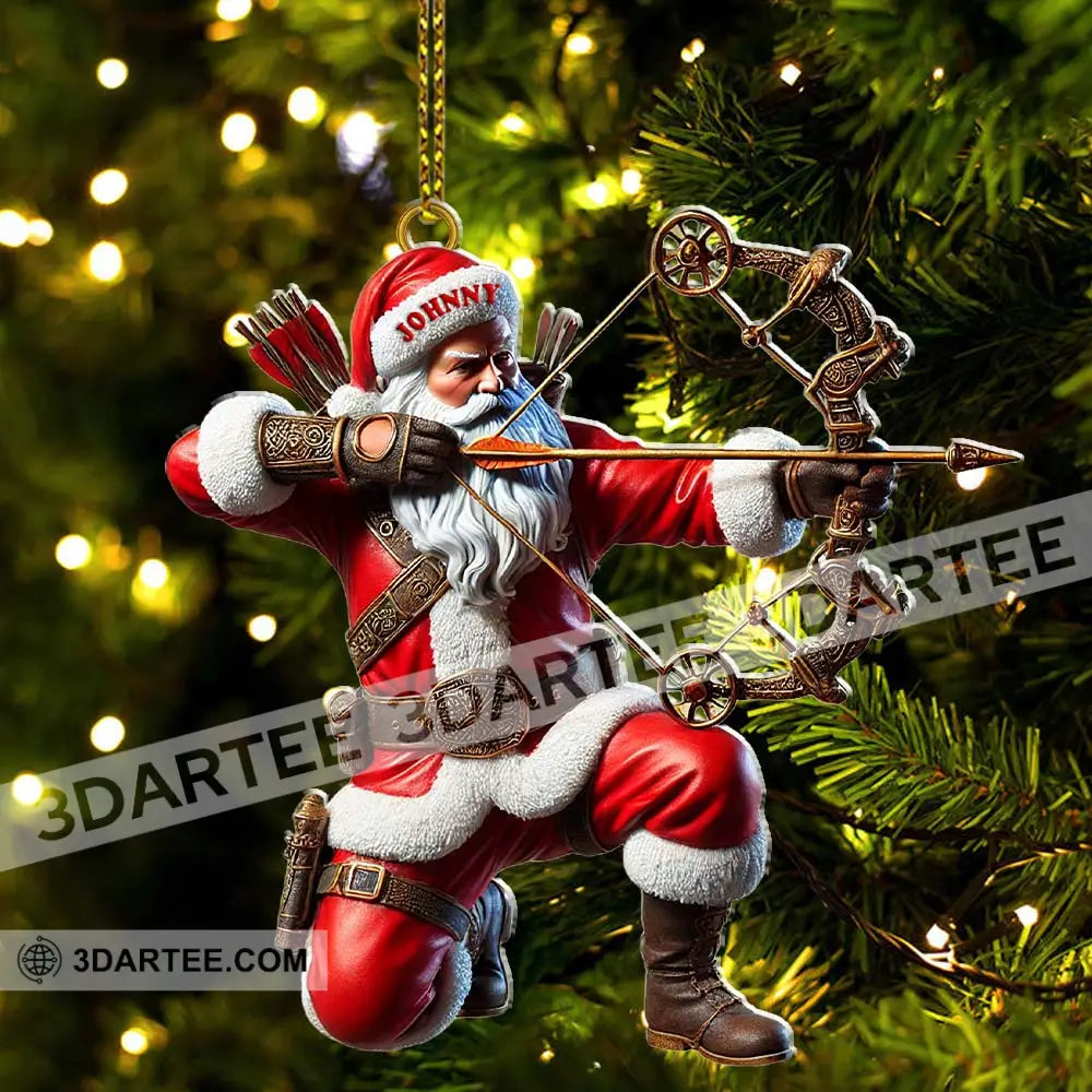 Custom Name Santa Archery Christmas Ornament Gift 3.54’’ / 1