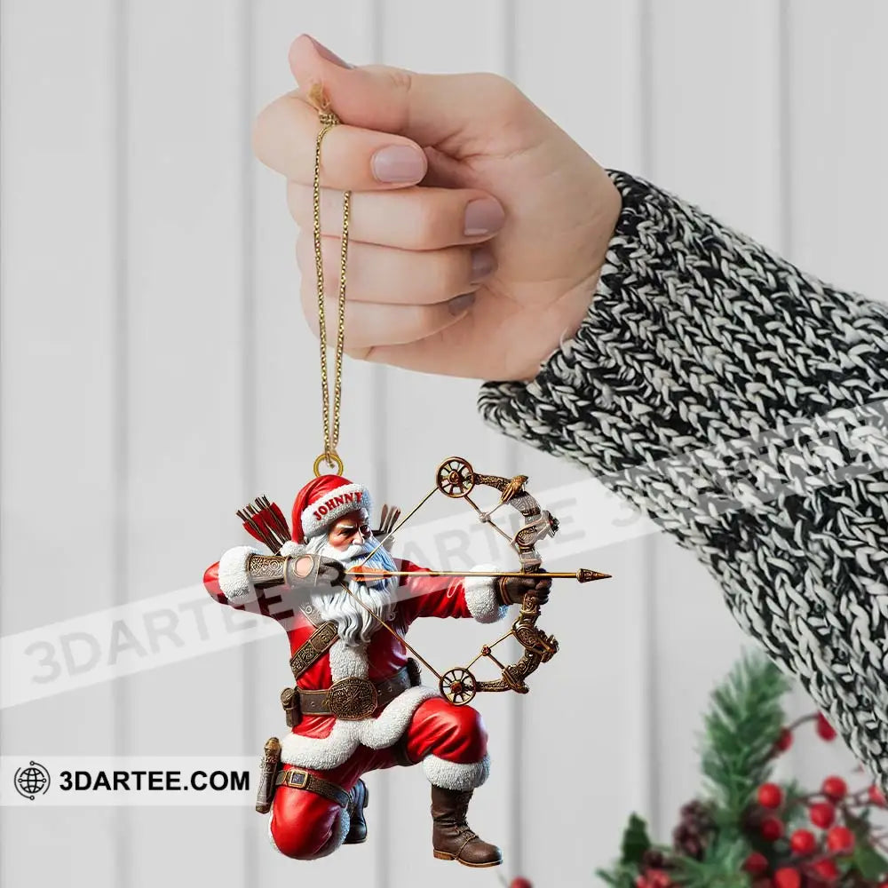 Custom Name Santa Archery Christmas Ornament Gift