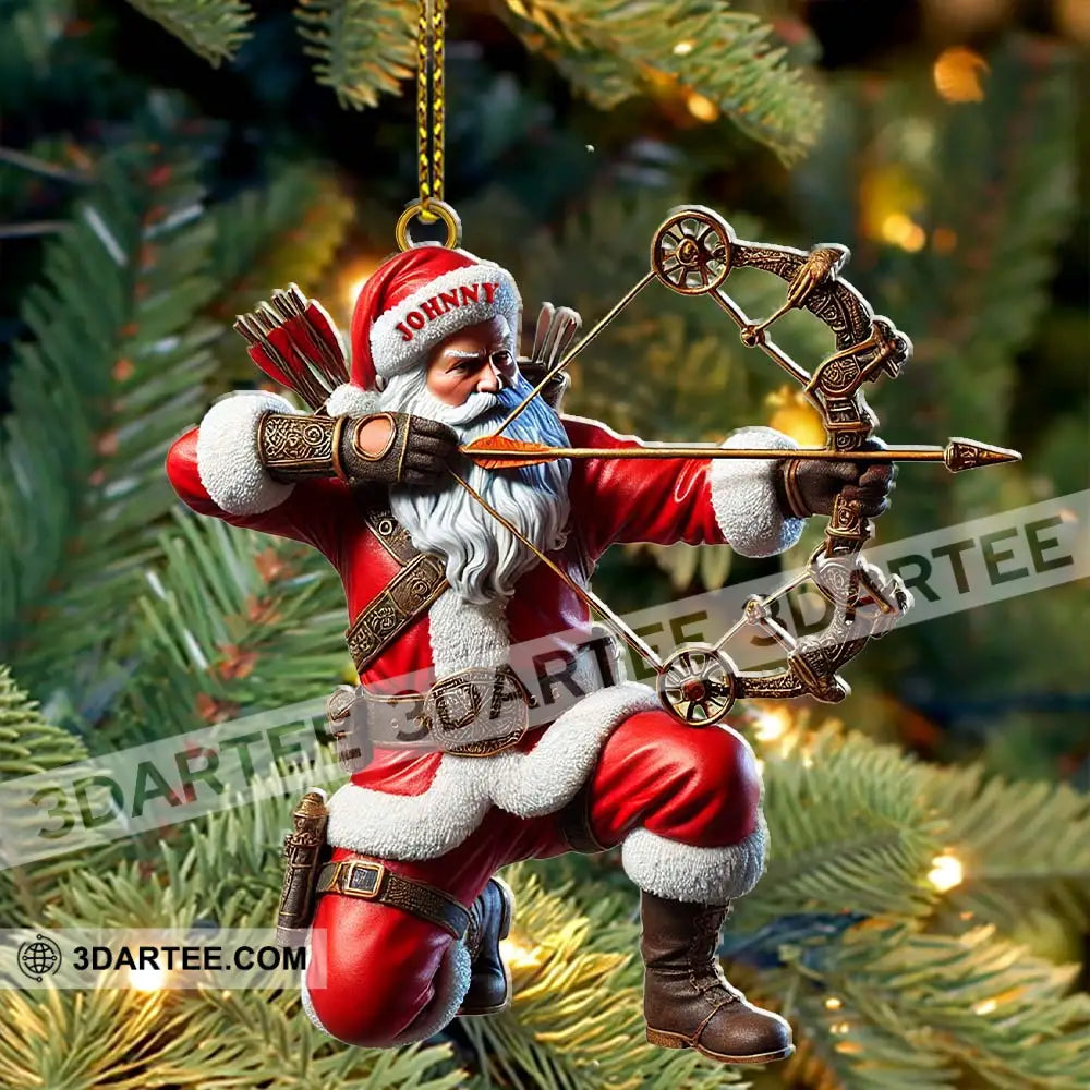 Custom Name Santa Archery Christmas Ornament Gift