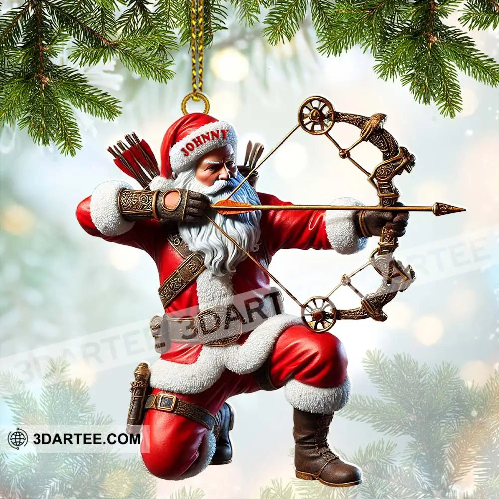 Custom Name Santa Archery Christmas Ornament Gift