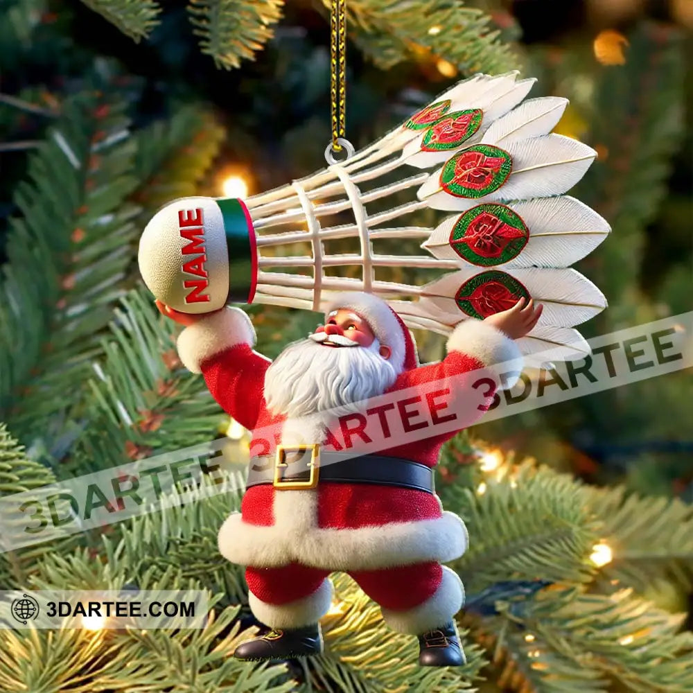 Custom Name Santa Badminton Ornament Christmas Gift For Lover