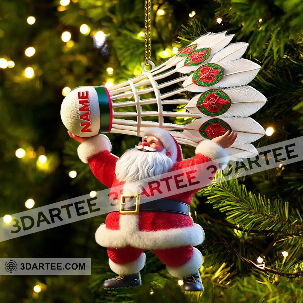 Custom Name Santa Badminton Ornament Christmas Gift For Lover