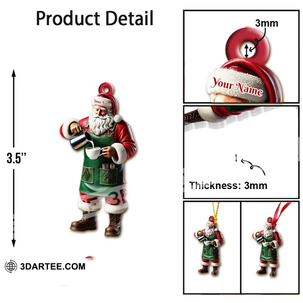 Custom Name Santa Bartender Ornament Home Decor Christmas Gift