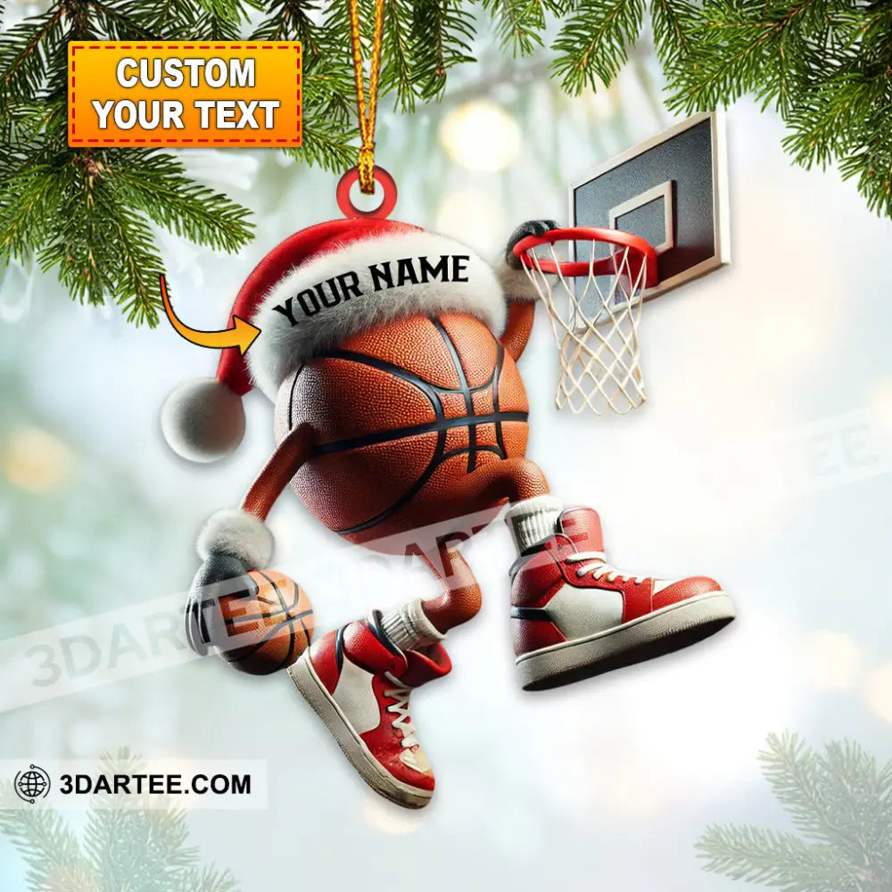 Custom Name Santa Basketball Ornament Christmas Gift