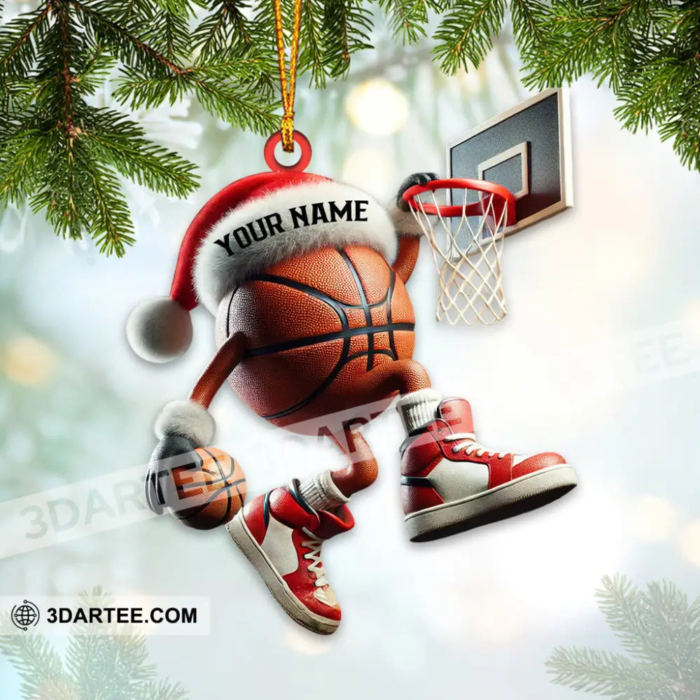 Custom Name Santa Basketball Ornament Christmas Gift 3.54’’ / 1