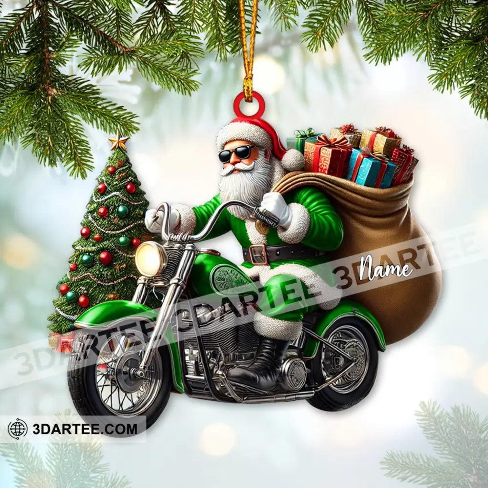 Custom Name Santa Bike Ornament Christmas Gift