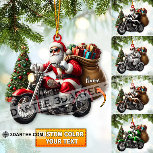 Custom Name Santa Bike Ornament Christmas Gift