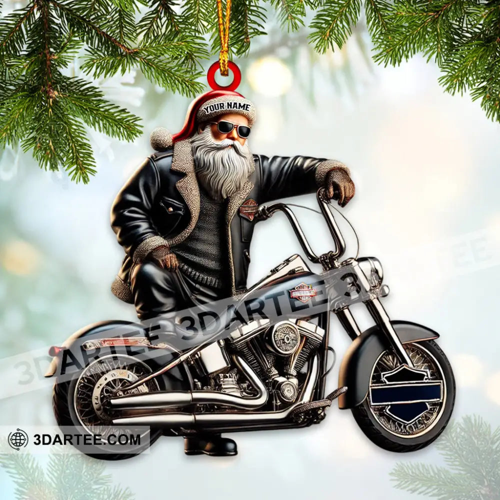 Custom Name Santa Bike Ornament Christmas Gift Decoration 3.54’’ / 1