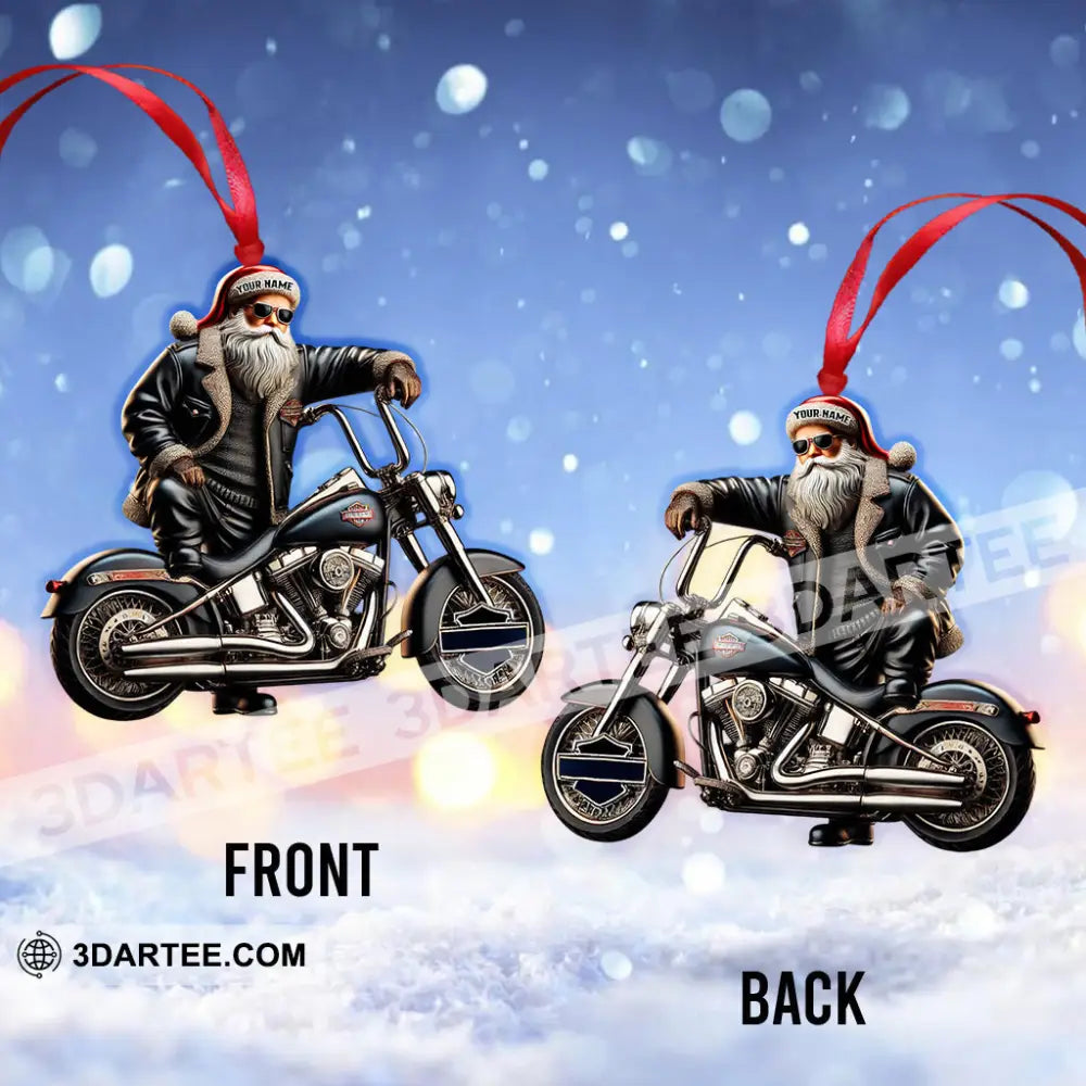 Custom Name Santa Bike Ornament Christmas Gift Decoration