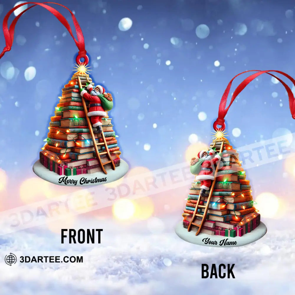 Custom Name Santa Book Tree Ornament Christmas Gift For Lover