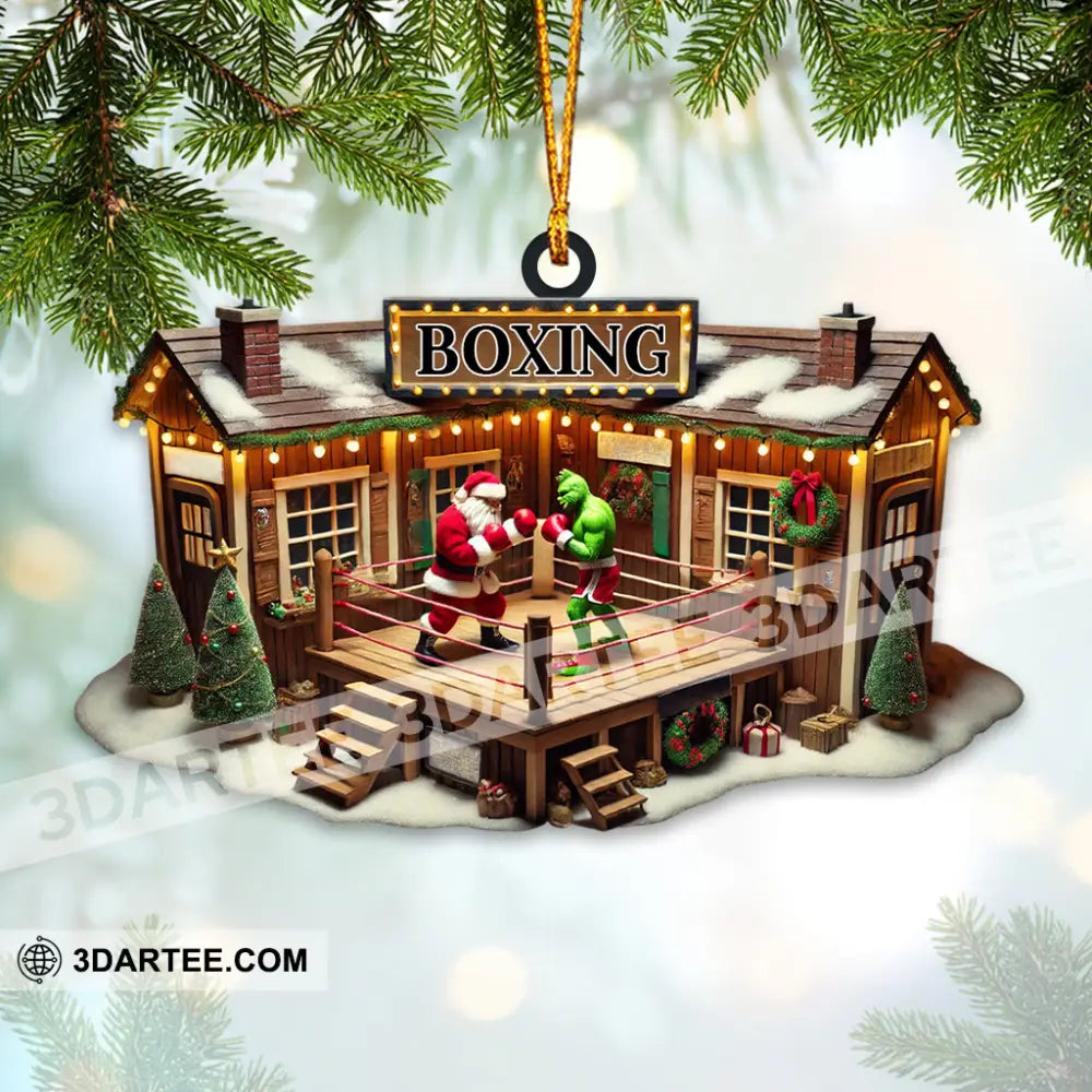 Custom Name Santa Boxing Ornament Lover Christmas Gift 3.54’’ / 1