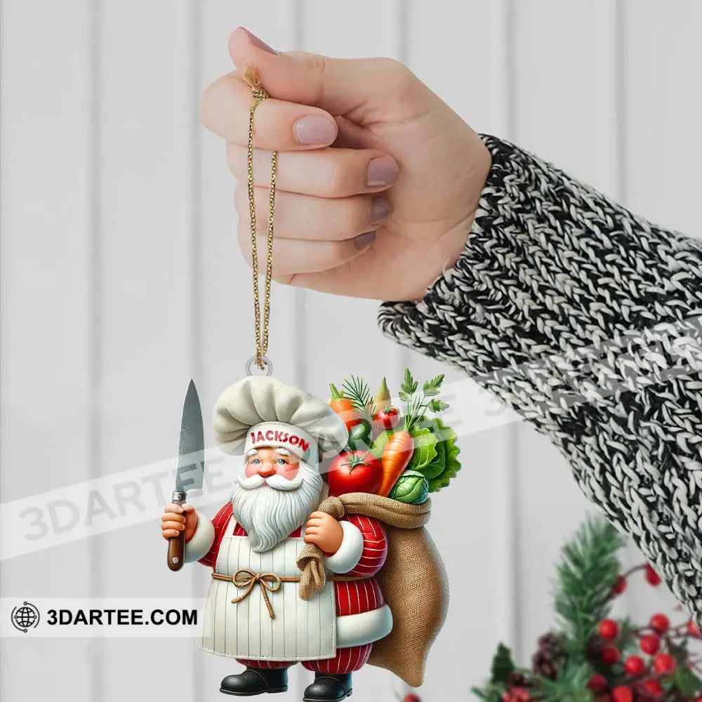Custom Name Santa Chef Ornament Christmas Gift