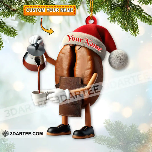 Custom Name Santa Coffee Ornament Home Decor Christmas Gift