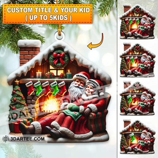 Custom Name Santa Couple And Kids Christmas Ornament Family Gift