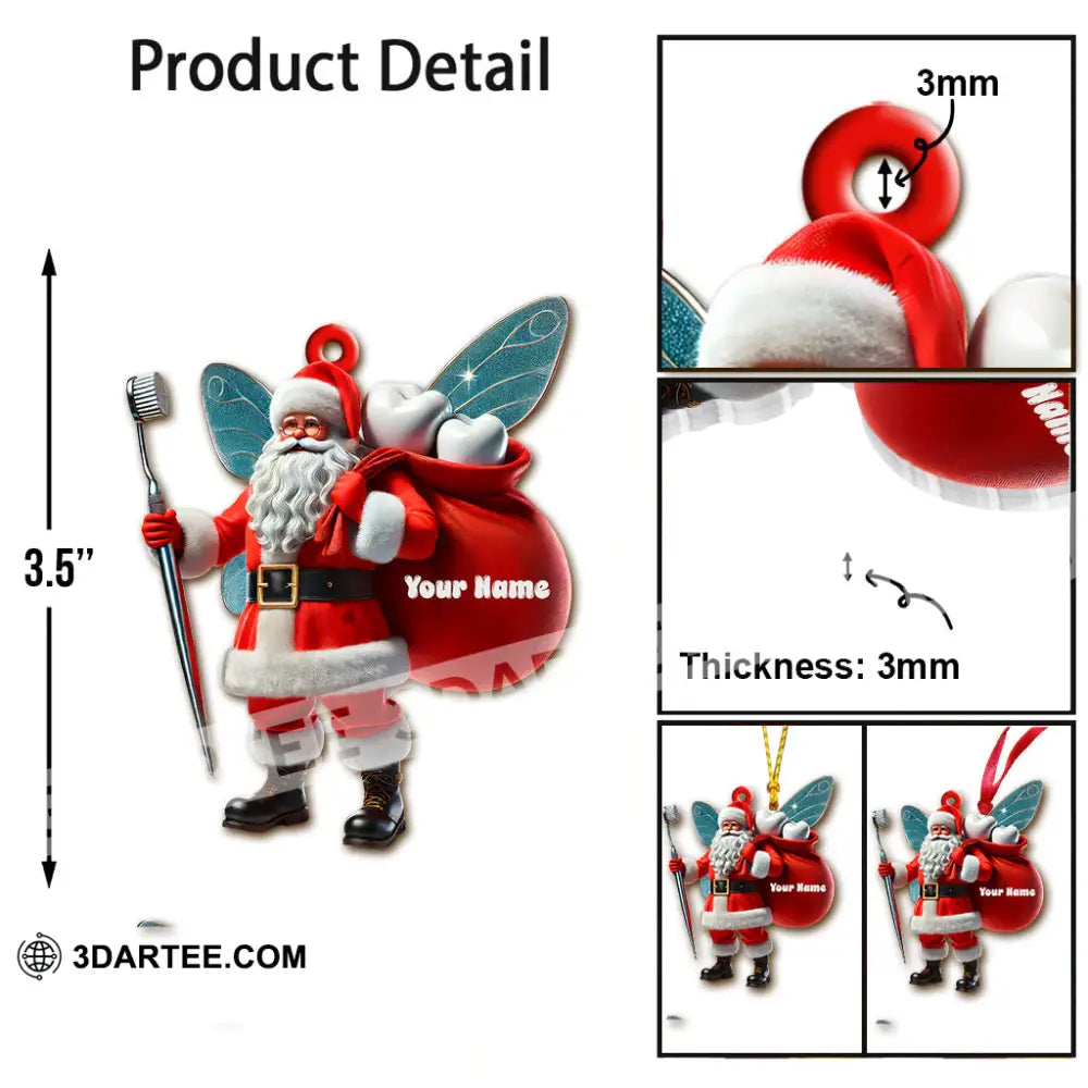 Custom Name Santa Dentist Ornament Christmas Gift