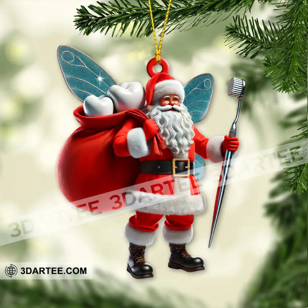 Custom Name Santa Dentist Ornament Christmas Gift 3.54’’ / 1