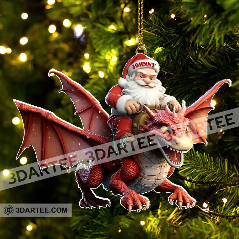 Custom Name Santa Dragon Ornament Christmas Gift For Lover