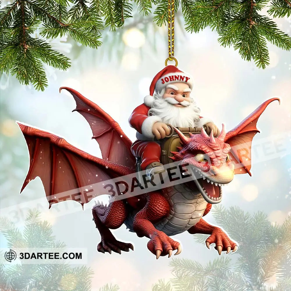 Custom Name Santa Dragon Ornament Christmas Gift For Lover 3.54’’ / 1