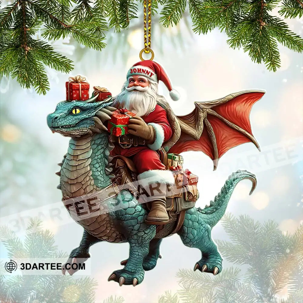 Custom Name Santa Dragon Ornament Christmas Gift For Lover 3.54’’ / 1