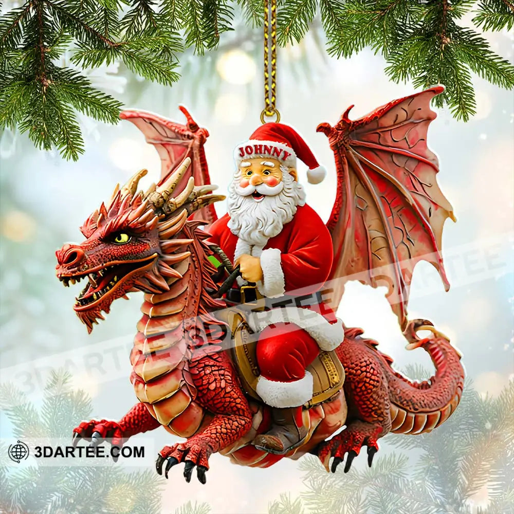 Custom Name Santa Dragon Ornament Christmas Gift For Lover 3.54’’ / 1