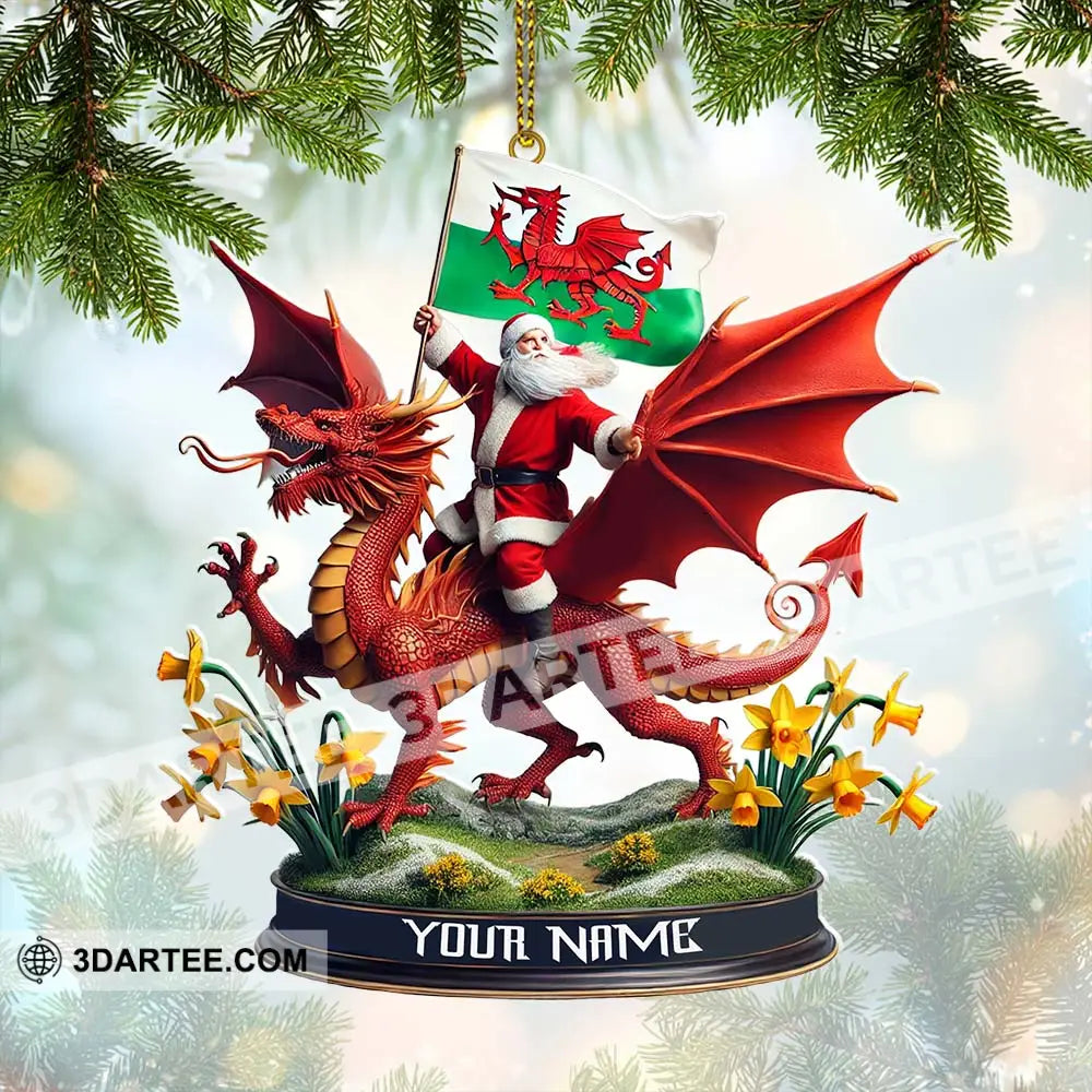 Custom Name Santa Dragon Ornament Christmas Gift For Lover 3.54’’ / 1