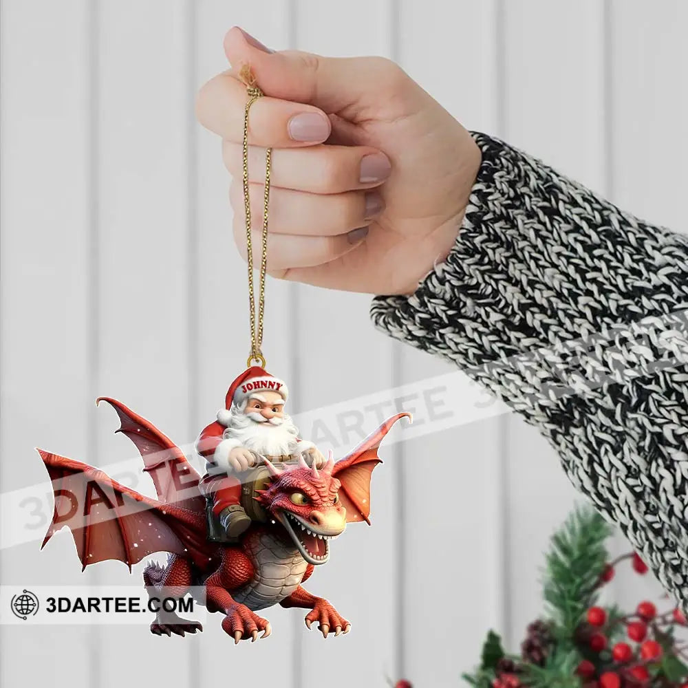 Custom Name Santa Dragon Ornament Christmas Gift For Lover