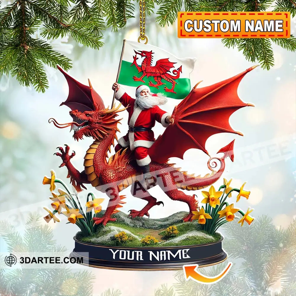 Custom Name Santa Dragon Ornament Christmas Gift For Lover