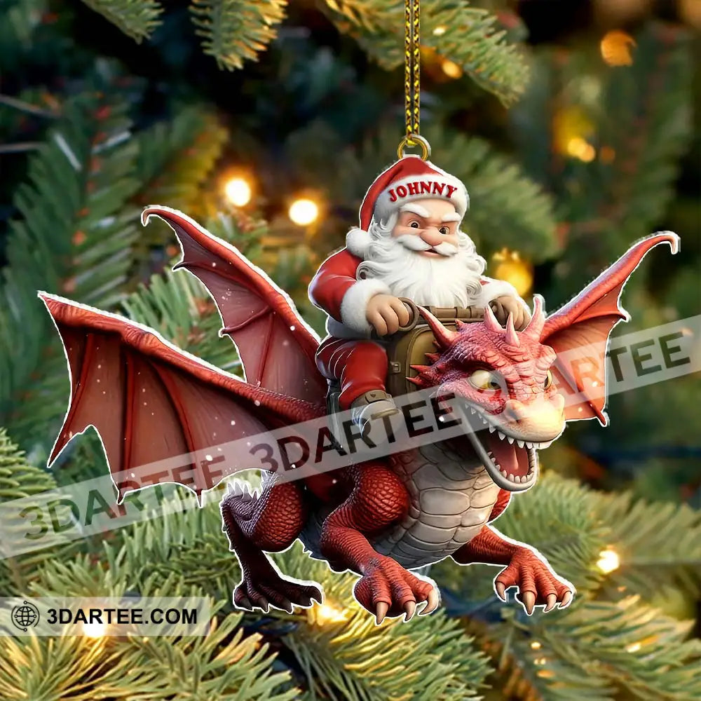 Custom Name Santa Dragon Ornament Christmas Gift For Lover