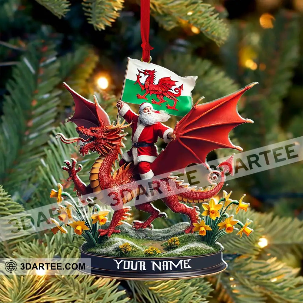 Custom Name Santa Dragon Ornament Christmas Gift For Lover