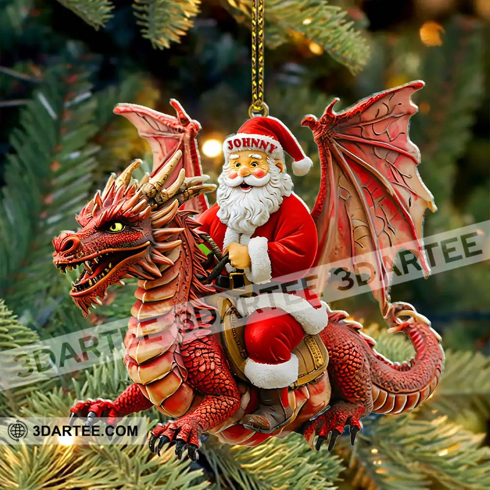 Custom Name Santa Dragon Ornament Christmas Gift For Lover