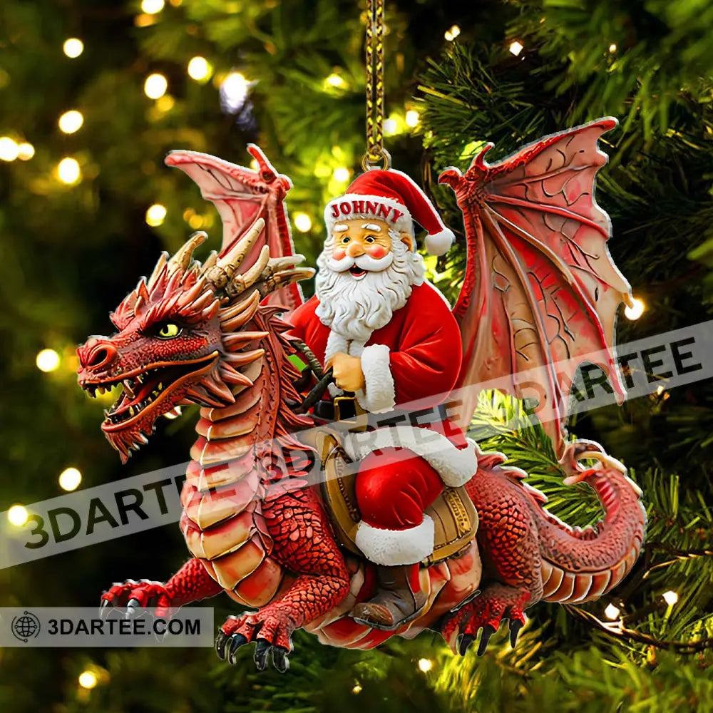 Custom Name Santa Dragon Ornament Christmas Gift For Lover