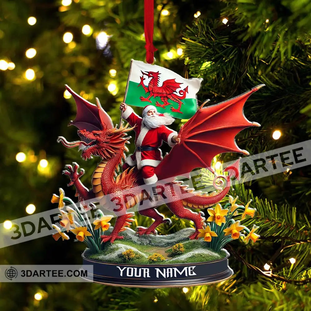 Custom Name Santa Dragon Ornament Christmas Gift For Lover