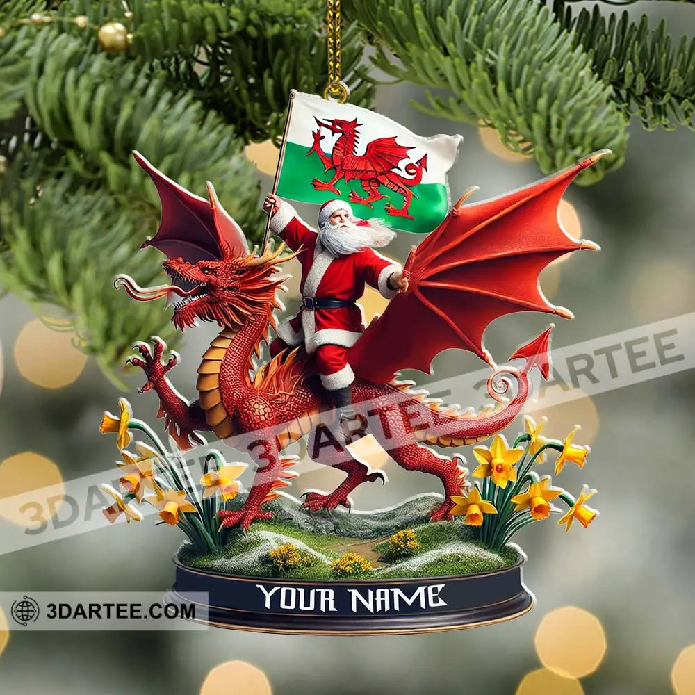 Custom Name Santa Dragon Ornament Christmas Gift For Lover