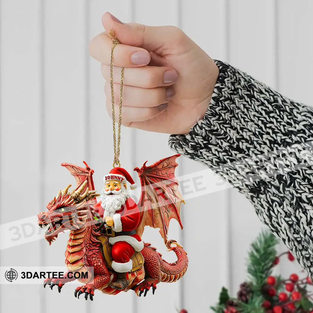 Custom Name Santa Dragon Ornament Christmas Gift For Lover