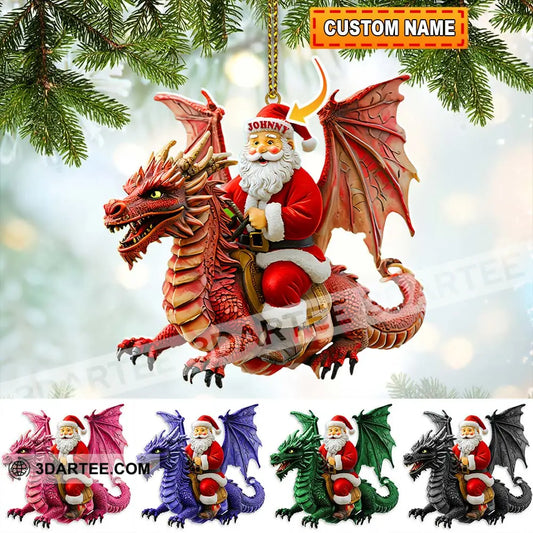 Custom Name Santa Dragon Ornament Christmas Gift For Lover