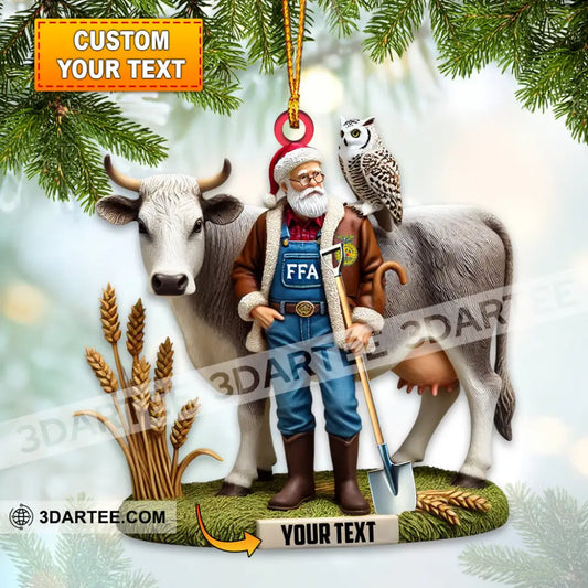 Custom Name Santa Farmer Ornament Christmas Gift