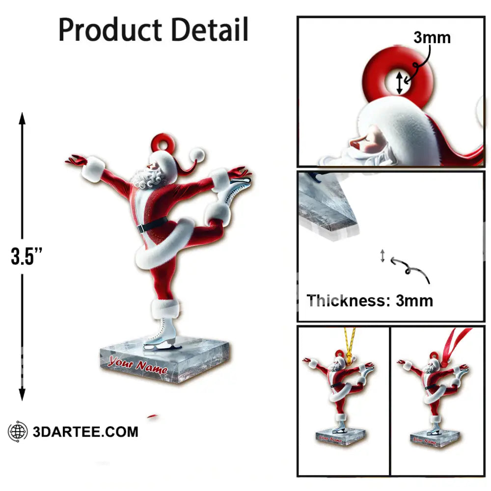 Custom Name Santa Figure Skating Ornament Christmas Decoration
