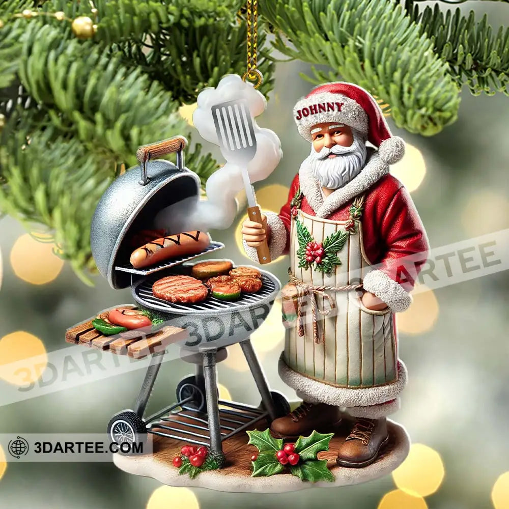 Custom Name Santa Grill Ornament Christmas Gift