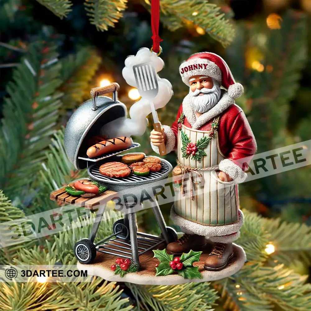 Custom Name Santa Grill Ornament Christmas Gift