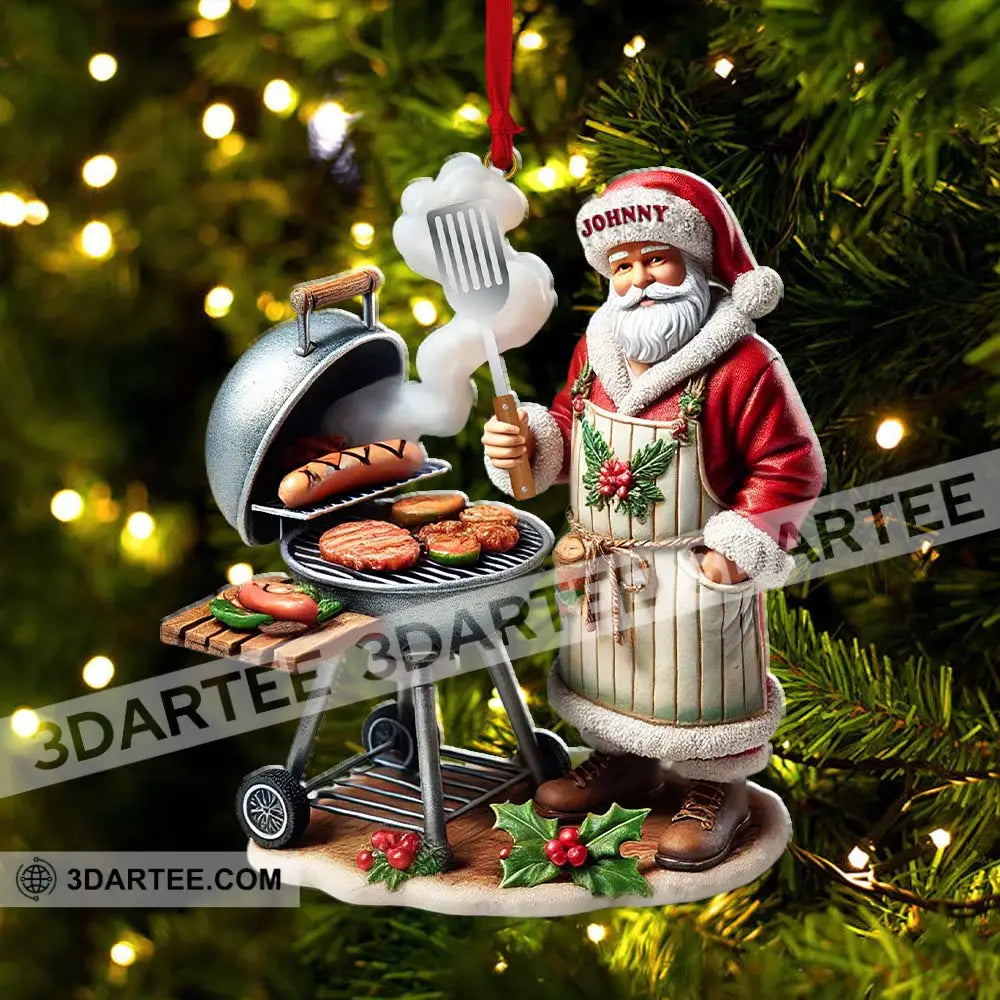 Custom Name Santa Grill Ornament Christmas Gift